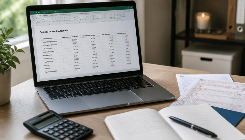 Tableau Excel pour calculer le remboursement mutuelle