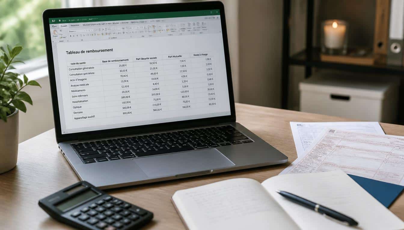 Tableau Excel pour calculer le remboursement mutuelle
